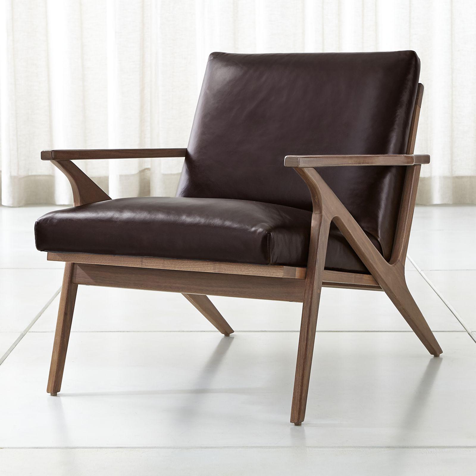 Crate and barrel leather chair and ottoman sales