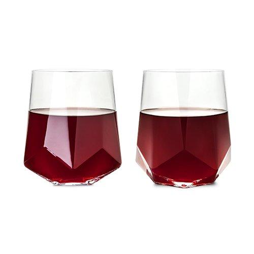 Viski 2214 Raye Faceted Crystal Wine Glass (Set of 2)
