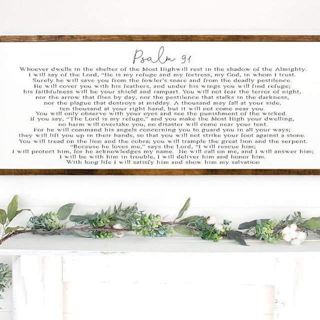 16x32 inches, Psalm 91 Wall Art | Psalm 91 | Bible Verse Wall Art | Christian Wall Art | Home Decor Farmhouse | Christian Wall Decor | Christian Home Decor| Bible Verse | Home Decor