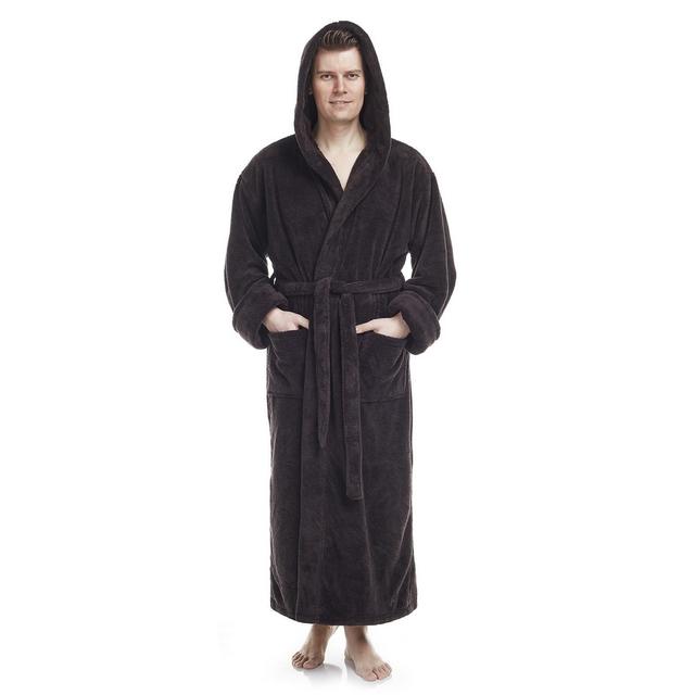 ARUS Men's Soft Fleece Robe, Ankle Length Hooded Turkish Bathrobe