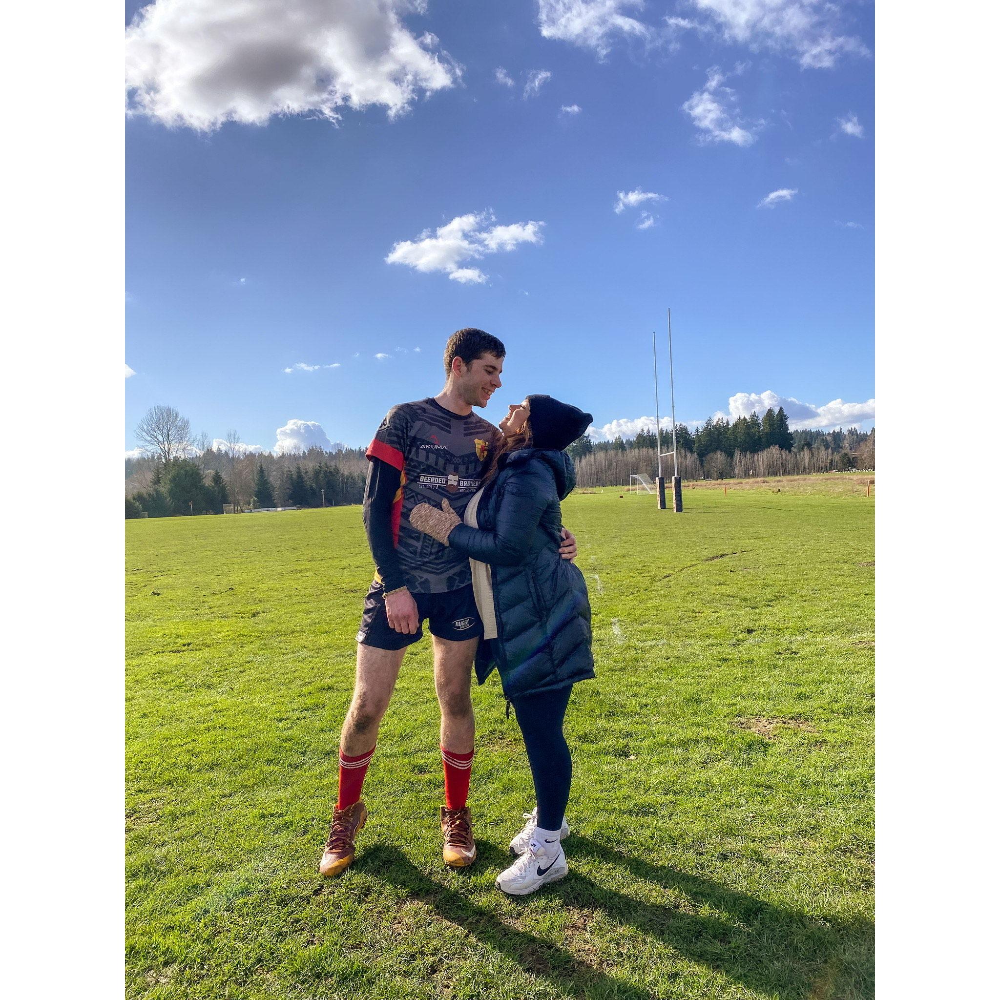 March 2022, Sam's first Men's Rugby Game