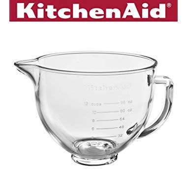 KitchenAid KSM5GB 5 Quart Tilt-Head Glass Bowl with Measurement Markings & Lid, Clear