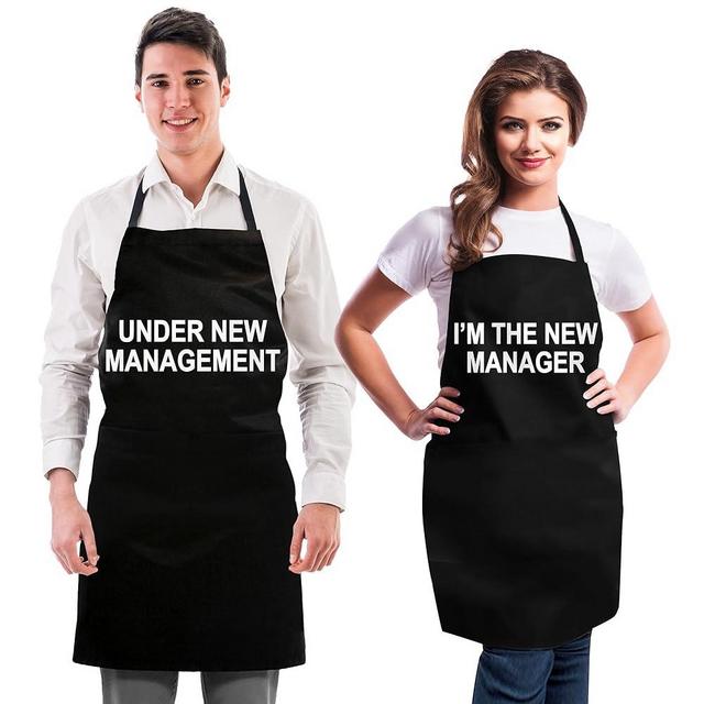 Funny Couples Kitchen Cooking Apron Set — Anniversary Bridal Shower Wedding Engagement Gift for Him Her Boyfriend Girlfriend