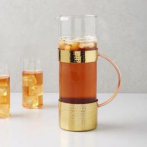 WEST ELM - Mixed Metal + Glass Pitcher