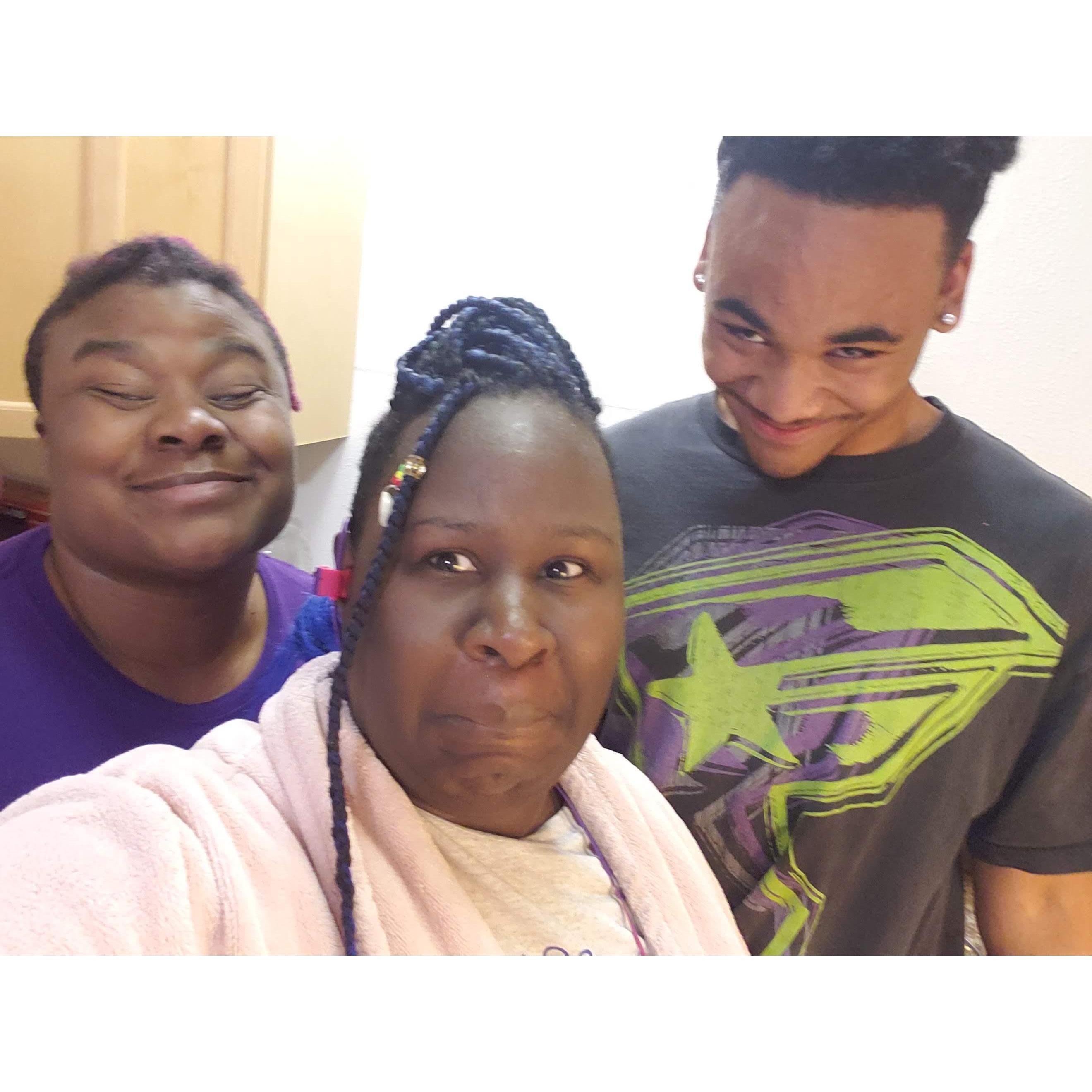 Goofing off with the fam. 
Funny face photo