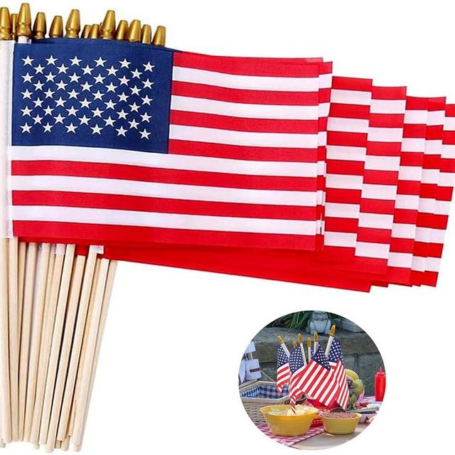 30Pcs 8x12 Inch Small American Flags on Stick, US Wood Stick Flags with Kid-safe Spear Top, American Flags for Outside 8x12″ Memorial Day, 4th of July Independence Day Decorations Veterans Parades