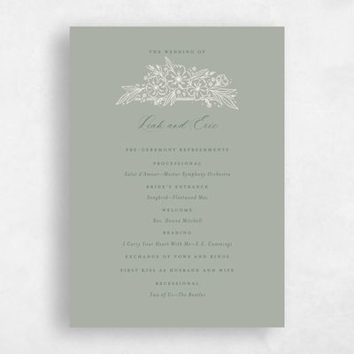 Pale Sage, Green Wedding Program - Yolande