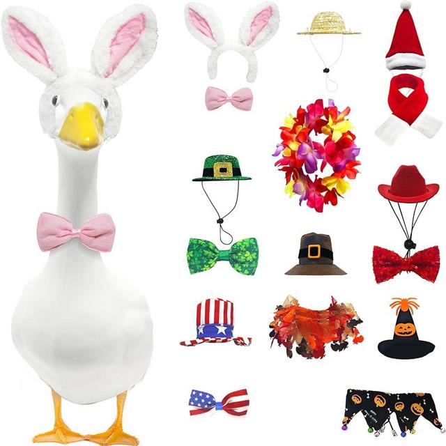 8 Set Holiday Porch Goose Outfits All Seasons Holiday Bundle St. Patrick Easter Summer Hawaiian 4th of July Fall Lawn Goose Clothing Porch Goose Clothes for Goose Patio Yard Lawn Decor