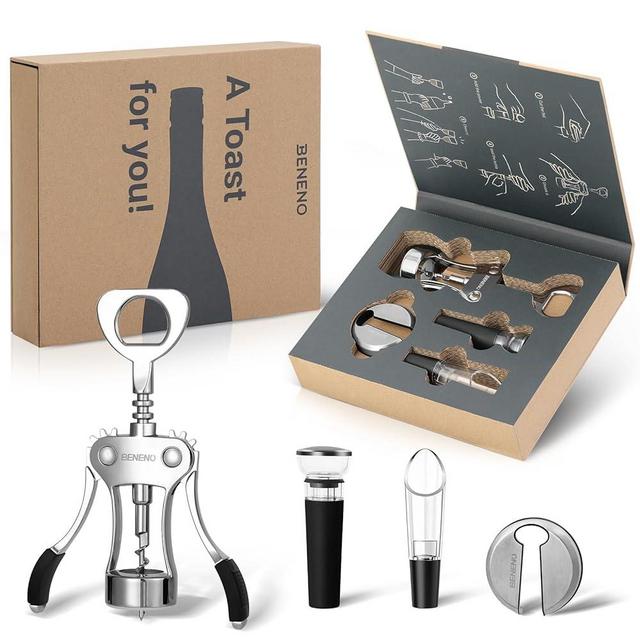 Wine Opener, Gift Zinc Alloy Premium Wing Corkscrew Wine Bottle Opener with Multifunctional Bottles Opener