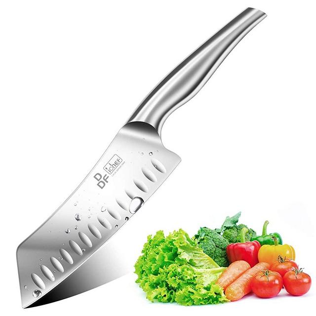 DDF iohEF Kitchen Knife, Chef's Knife In Stainless Steel Professional Cooking Knife, 7 Inch Antiseptic Non-slip Ultra Sharp Knife with Ergonomic Handle Ideal for Kitchen / Restaurant