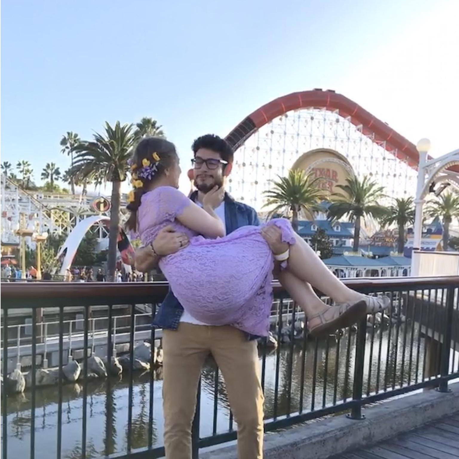 Flynn Ryder and Rapunzel on Paradise Pier