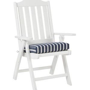 Sunbrella All-Weather Armless/Folding Chair Cushion, Stripe Color:Navy/Natural