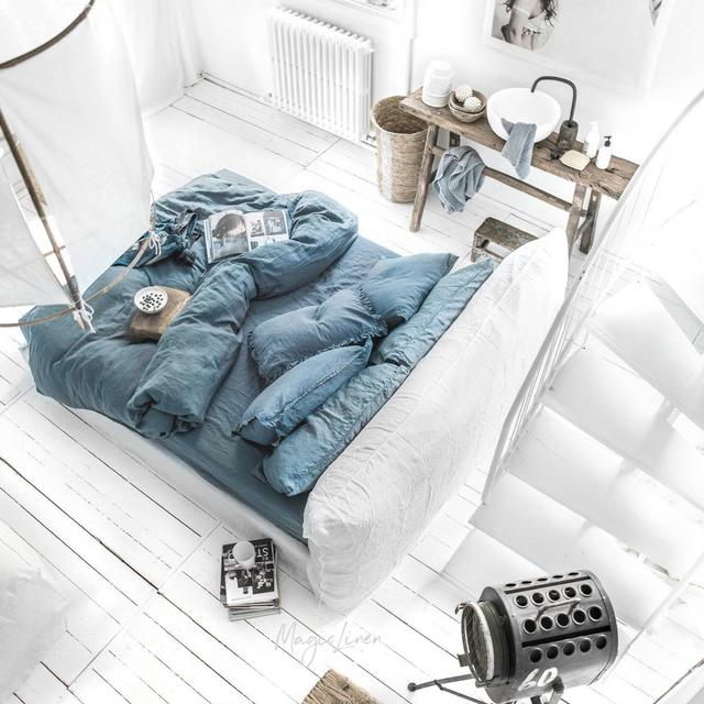 Linen bedding set in sand. Linen duvet cover + 2 pillowcases. US King / Queen duvet set.