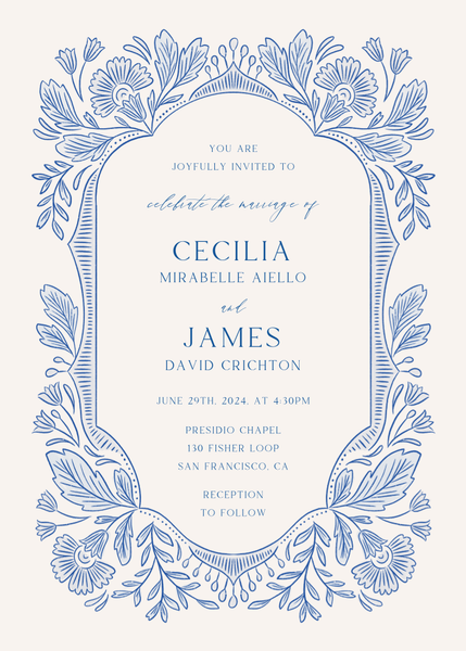 Caleania Portrait | Dark Cobalt | Zola Wedding Invitations