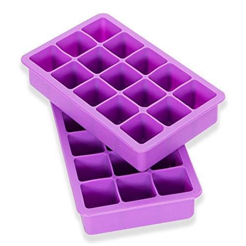 Elbee Home 613 Set Of 2 Silicone Ice Cube Trays Easy Release Pop Out Makes 30 Cubes