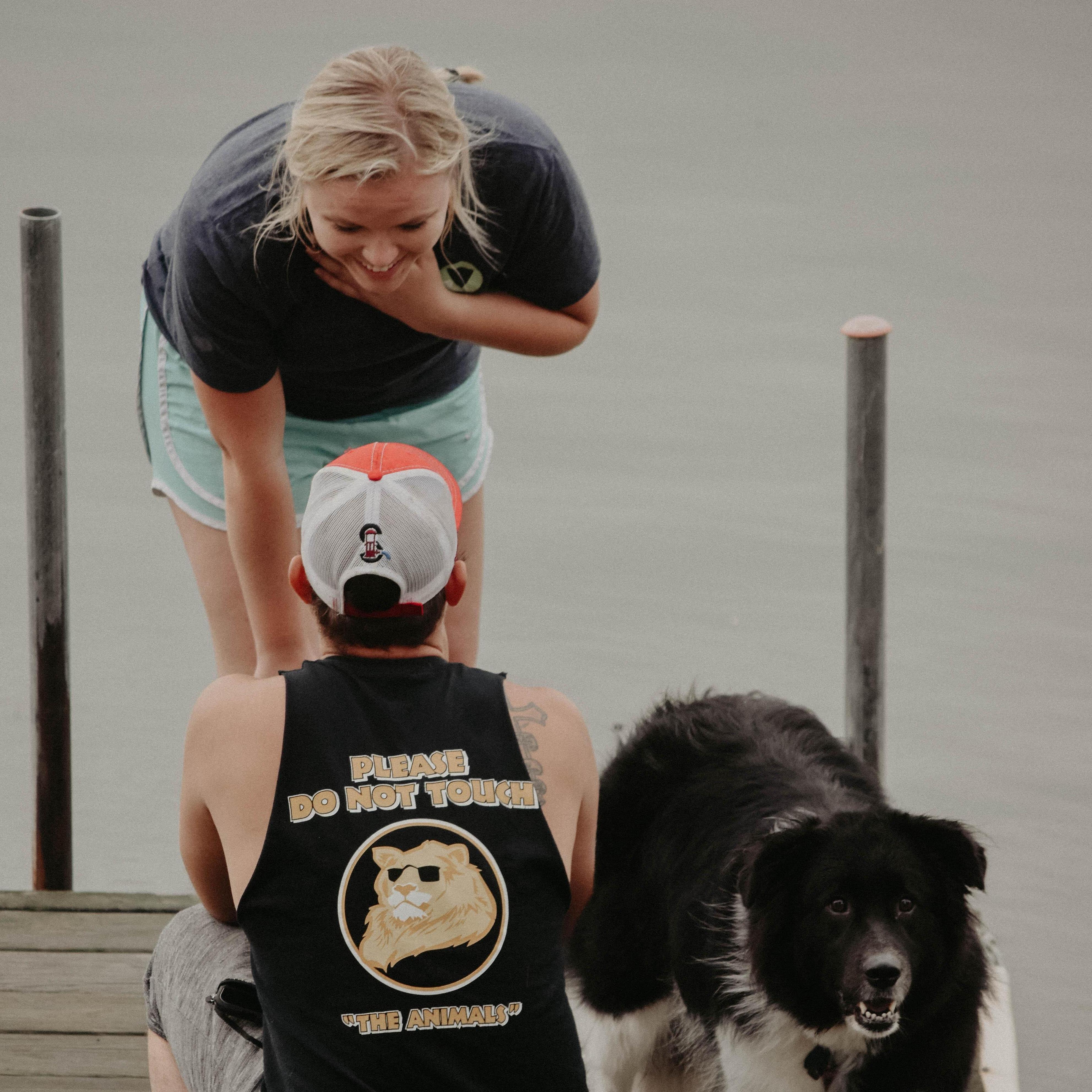 We were both soaking wet from riding on the boat in the rain!