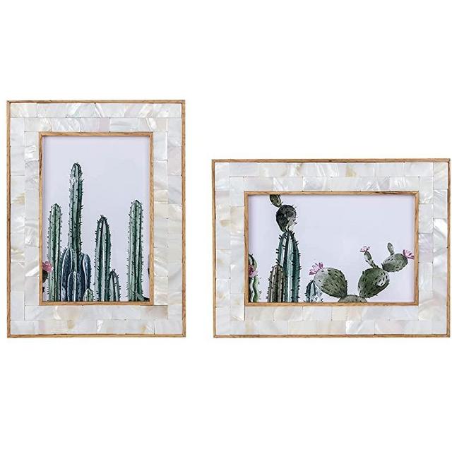 Teshprecious Mother of Pearl Picture Photo Frame 6X8 Inch to Display 4*6 Inch Chic Handmade Gift Tabletop or Wall Hanging Decor Designer Frames Made to Display Pictures (6X8inch)