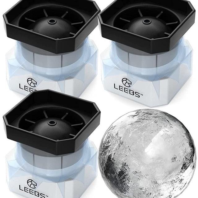 Sphere Ice Molds - 3 Pack Whiskey Ice Ball Mold - Silicone Freezer Press Ice Ball Maker Mold for Large Round Craft Whisky Ice Balls - Bourbon, Scotch, Old Fashioned, Cocktail Drinks - by LEEBS