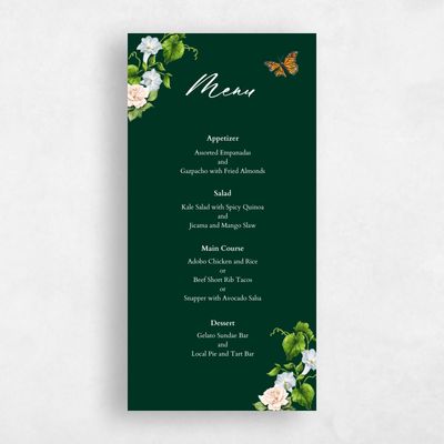 Green Greenery Wedding Menu - Eterno