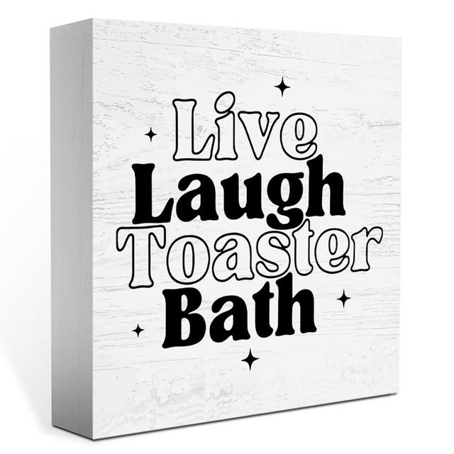 Dark Humor Decor Live Laugh Toaster Bath Sign, Half Bathroom Toilet Decor Farmhouse Restroom Guest Bathroom Shelves Decoration, Dark Humor Fans Gift 5 x 5 inch