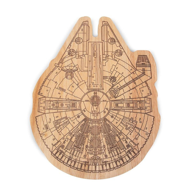 PICNIC TIME Star Wars Millennium Falcon Serving Board, Charcuterie Board Set, Wood Cutting Board, (Parawood)