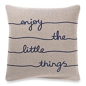 "Enjoy the Little Things" Square Throw Pillow Cover in Navy
