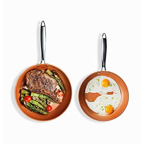 Gotham Steel Hard Anodized Fry Pan Premium Skillet Set with Ultimate Nonstick Ceramic & Titanium Coating, Induction Capable, Oven and Dishwasher Safe, 9.75"+11.3", Brown