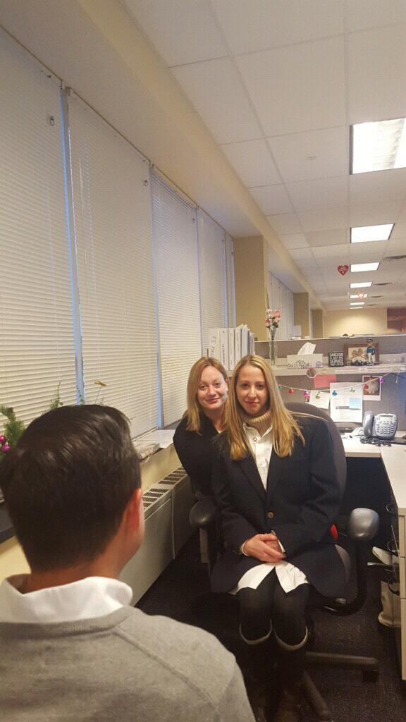 Carolyn and I mock interviewing, Stepbrothers-style.