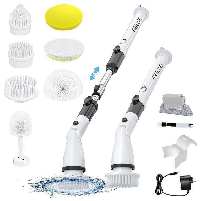 Electric Spin Scrubber, 450RPM Cordless Shower Brush with 7 Replaceable Cleaning Heads and Adjustable Extension Handle, 1.5H Power Bathroom Scrubber for Bathtub, Tile, Floor