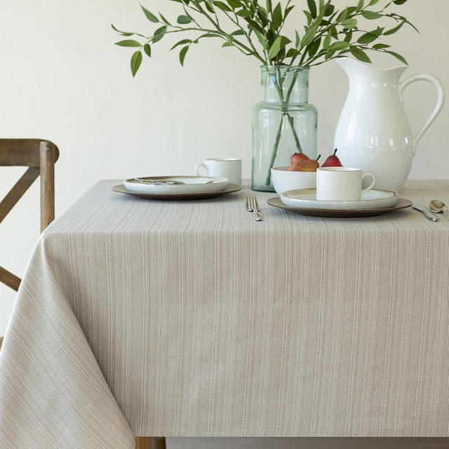Benson Mills Cameron Textured Fabric Table Cloth, for Everyday Home Dining, Parties, Weddings & Holiday Tablecloths (60" x 84" Rectangular, Millennium Natural)