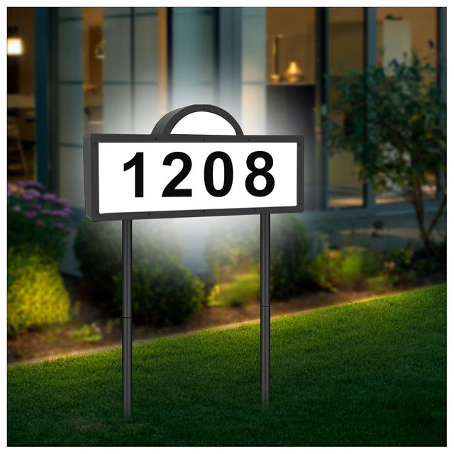 Solar House Humbers for Outside Light Up, Address Signs for House, Cool/Warm White, Address Numbers for House, Illuminated House Numbers IP65 Waterproof, Yard Street Sign, Wall Mounted/In Ground