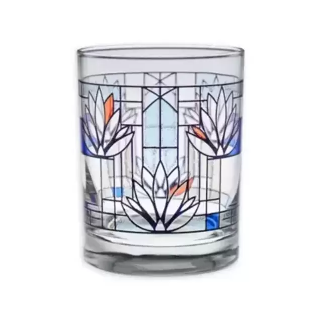 Frank Lloyd Wright Waterlilies Double Old Fashioned Glasses in Blue (Set of 4)