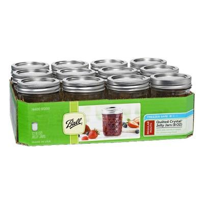 Ball Set of 12 Half Pint (8 oz.)Quilted Mason Jar
