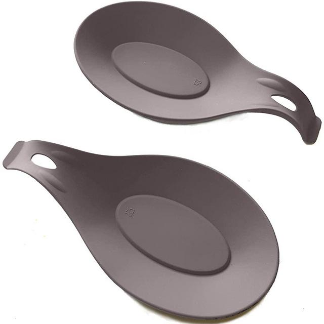 Silicone Spoon Rest – Set of 2 | HEAT RESISTANT | EASY – CLEAN Spoon Holder for Stove Top | Nonstick Sturdy Silicon Spoon Rest for Kitchen Counter | Utensil Rest | Spatula Rest - Fits Large Utensils