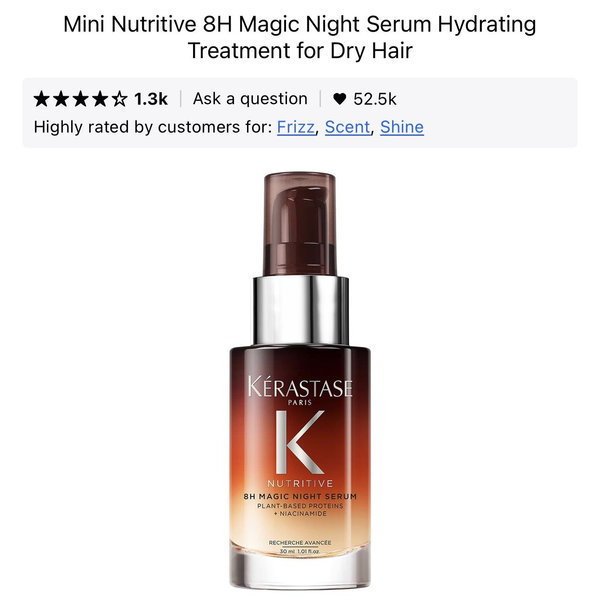 Mini Nutritive 8H Magic Night Serum Hydrating Treatment for Dry Hair - Kérastase | Sephora
