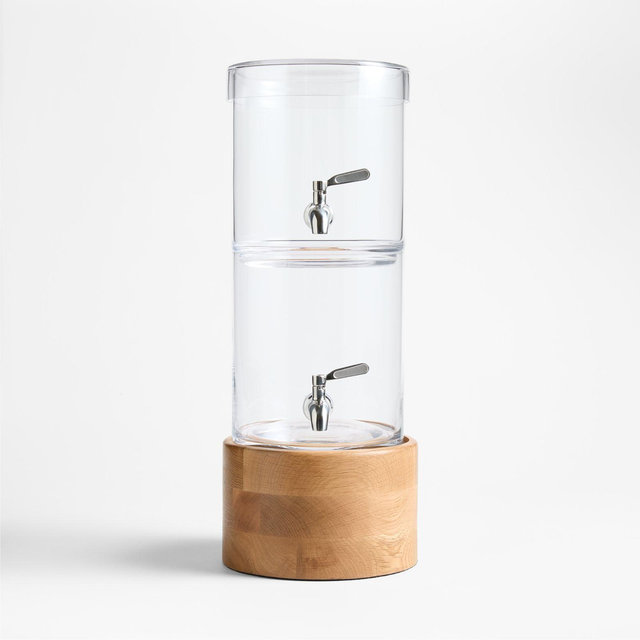Stacking 2-Gallon Drink Dispenser and Oak Madeira Stand Set