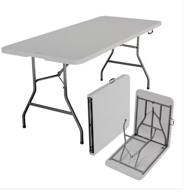 Decksplore Large Rectangle Plastic Outdoor Dining Picnic Table BSHTCS027WH1