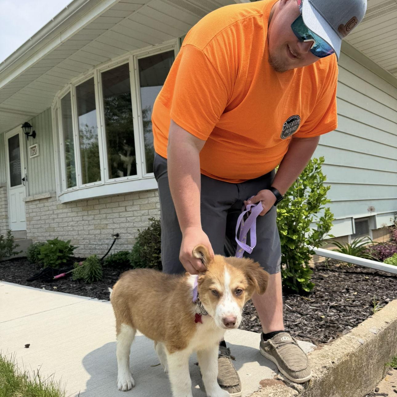 finally convinced Andrew to get a puppy... this is us picking up Sam!