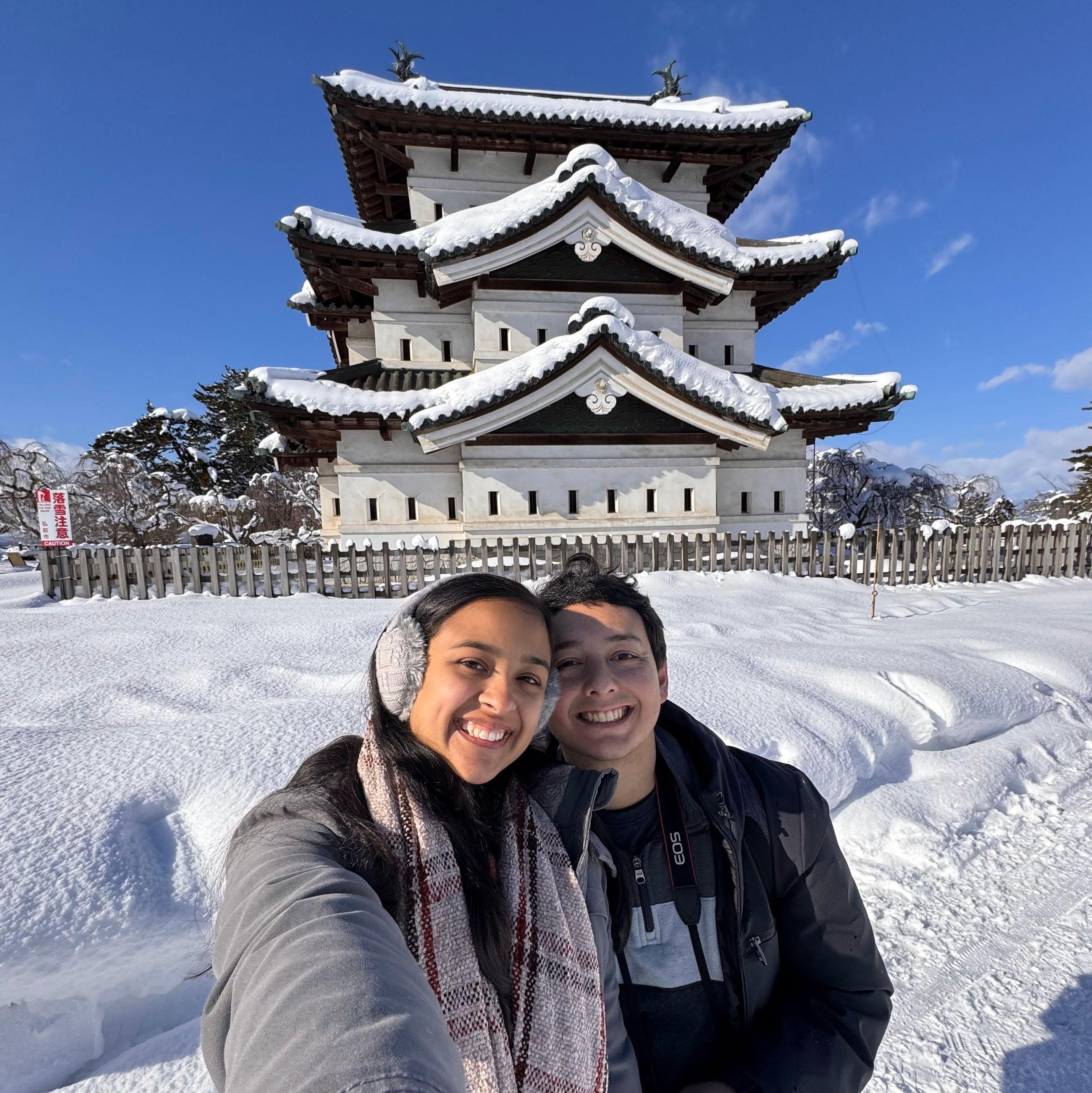 A very snowy Hirosaki Castle in Japan.
