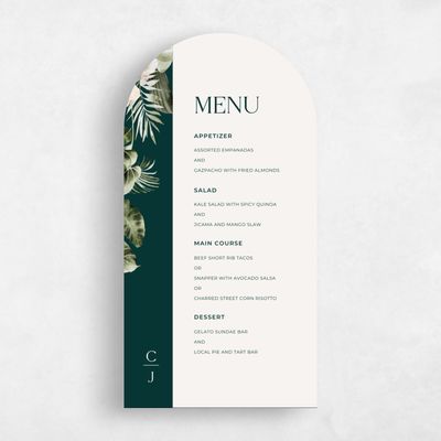 Green Arch Wedding Menu - Katmai