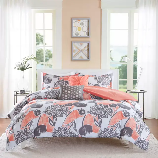 Intelligent Design Marie 5-Piece Full/Queen Comforter Set in Coral