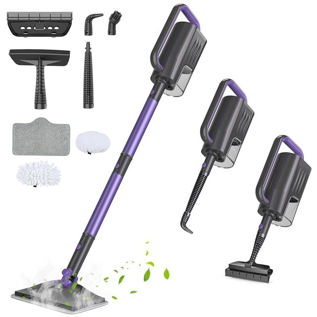 Gatlei Steam Mop, Steam Cleaner with 400ML Water Tank, 2 Washable Pads, 23FT Power Cable floor steamer, Detachable Steam Mops for sealed Hard Floors, Marble, Stone, Hardwood (Lavender)