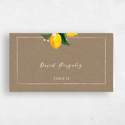 Natural, Brown Wedding Place Card - Folly