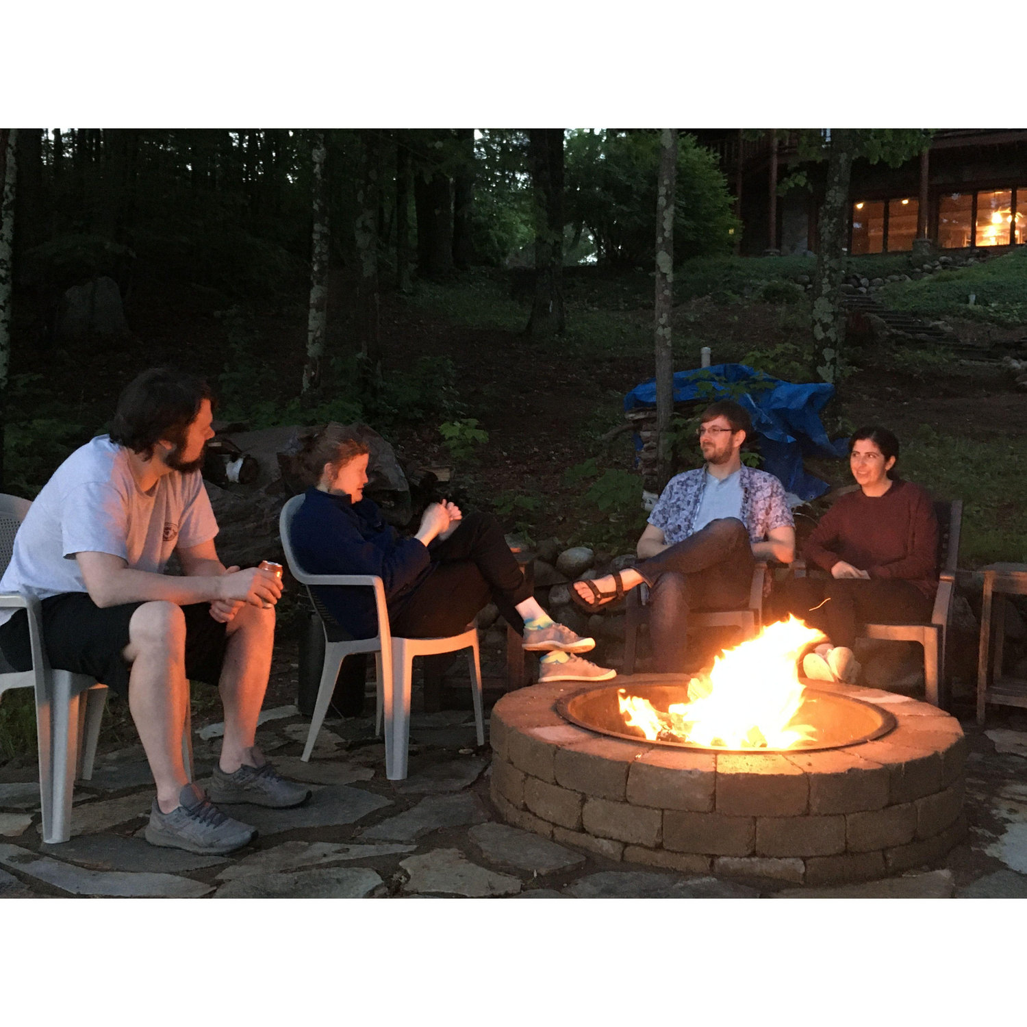 Dan and Erin rented a beautiful house in northern Wisconsin for a week in June 2022. There was a lovely firepit out back overlooking the lake.