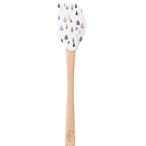 Tovolo Nordic Trees Woodland Christmas Holiday Silicone Spatula with Wood Handle for Cooking Baking Mixing Stirring, Spatulart Silicone Kitchen Utensils Winter Holiday Decor BPA Free Heat Resistant
