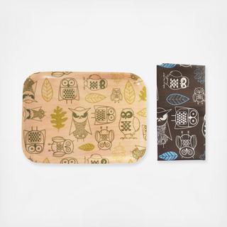 Owls Tea Towel Tray Set