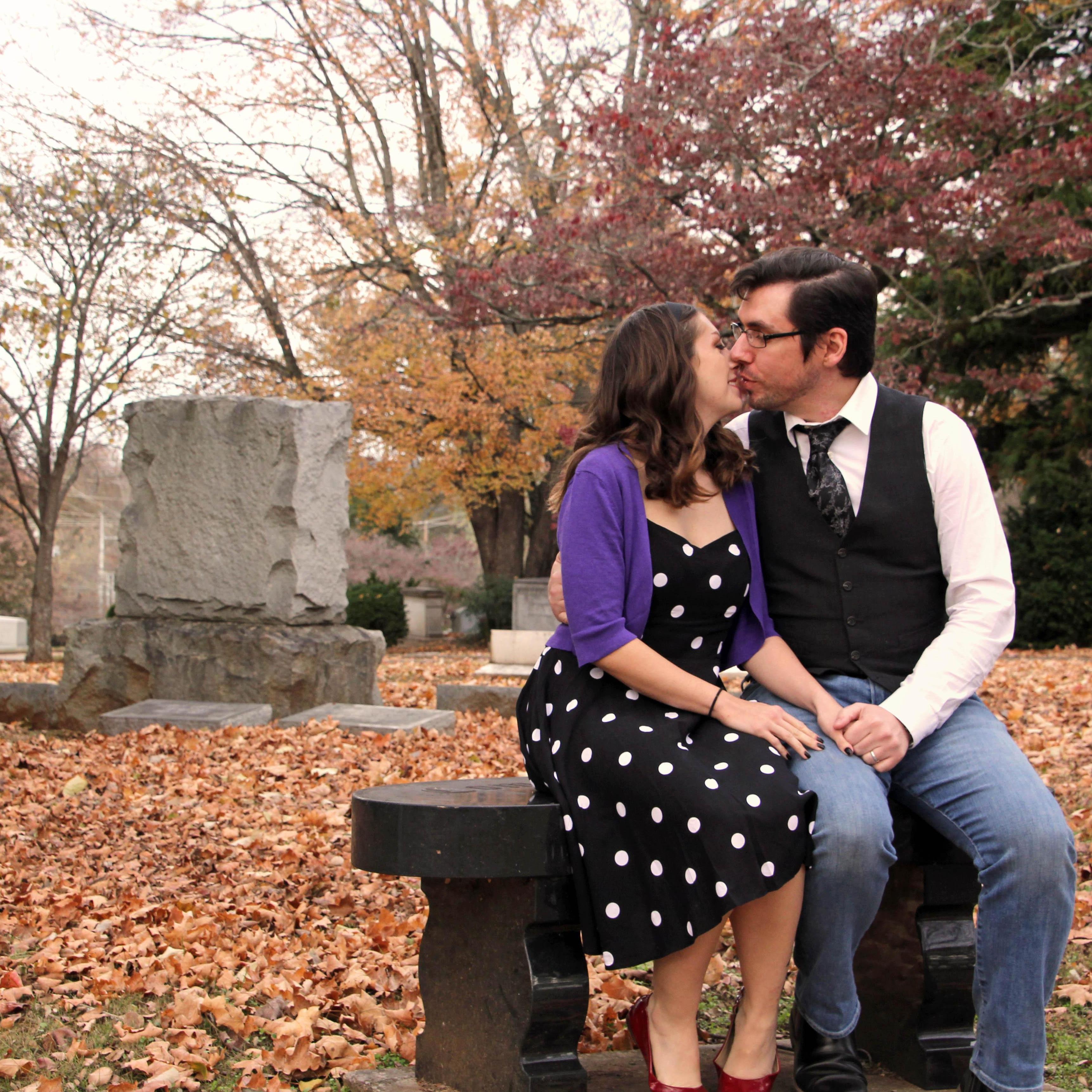 Stealing a kiss in the cemetery
