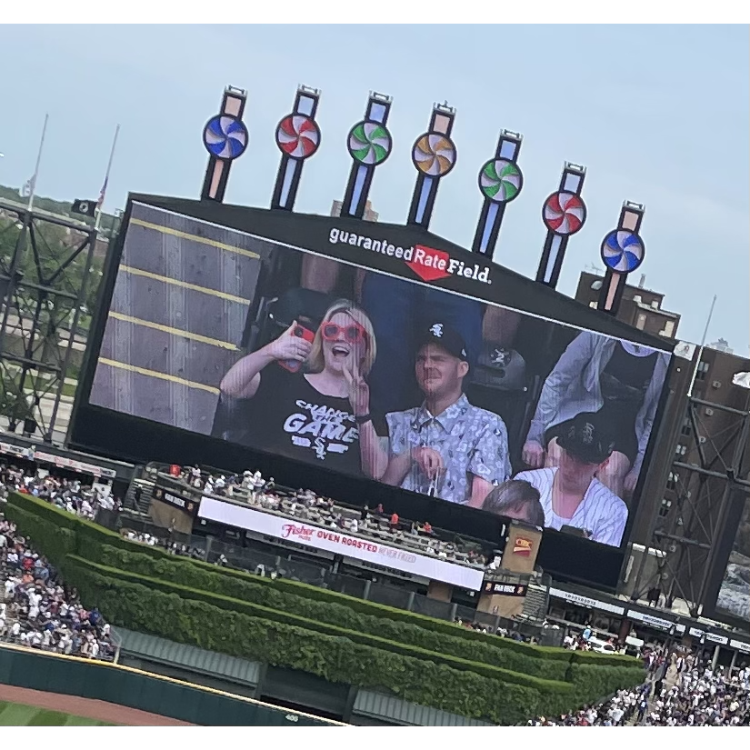 We bought a 20 game package for the White Sox and got on the scoreboard so much that it started to lose its novelty. We were still very excited about it at this crosstown classic though.