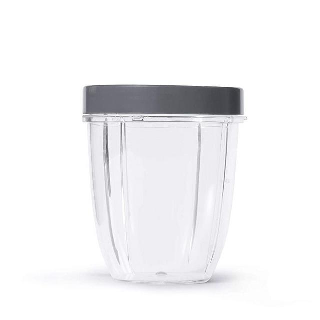 NutriBullet 18 Ounce Short Cup with Standard Lip Ring, Clear/Gray