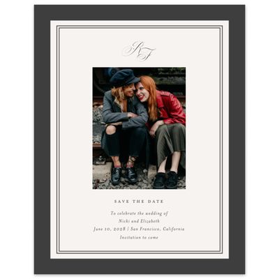 Beige Bordered Wedding Digital Save the Date - Topaz Photo